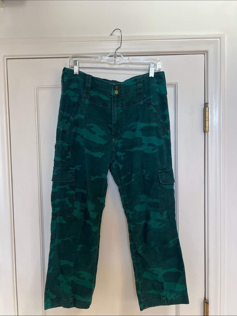 Anthropologie Turquoise Camo Cargo Pants